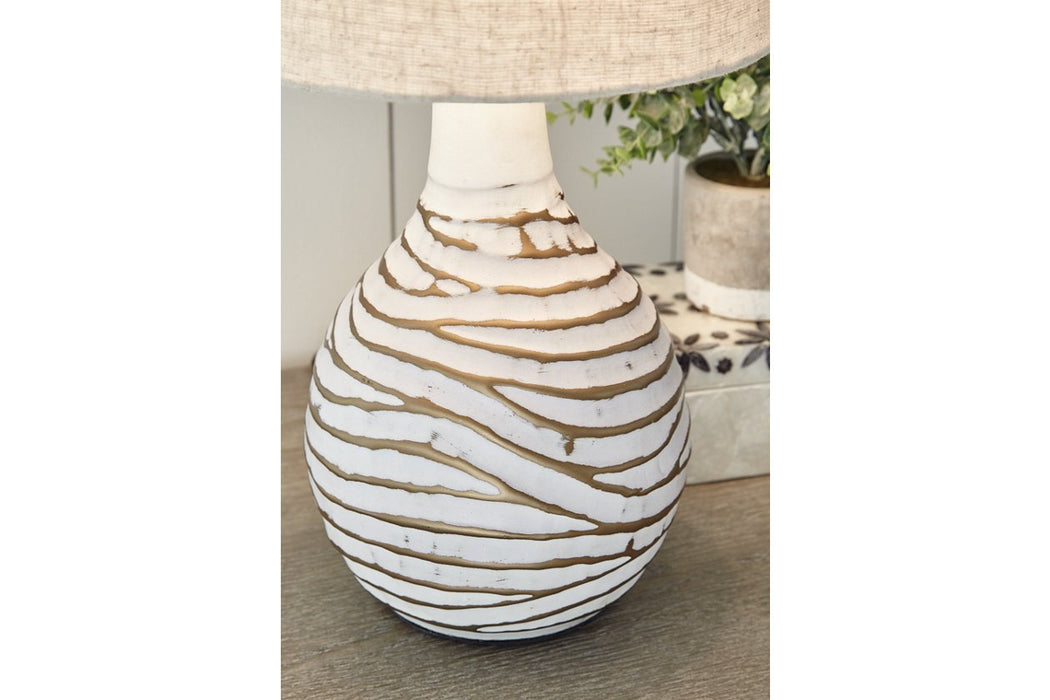Aleela White/Gold Finish Table Lamp - Gate FurnitureTable Lamp