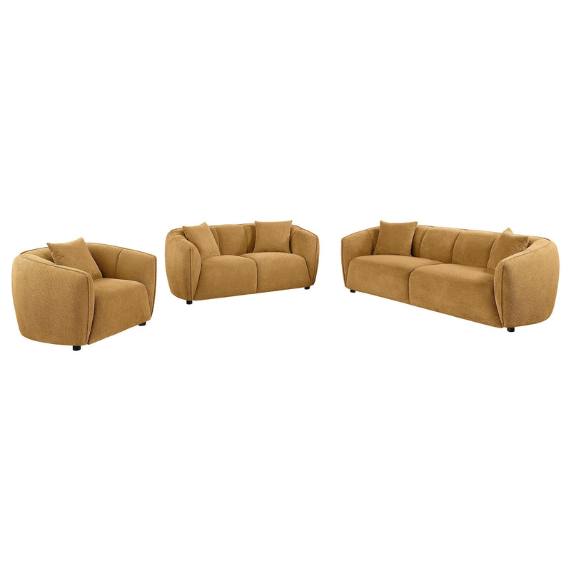 Aleisha 3-piece Fabric Upholstered Sofa Set Mustard Yellow - 503061-S3