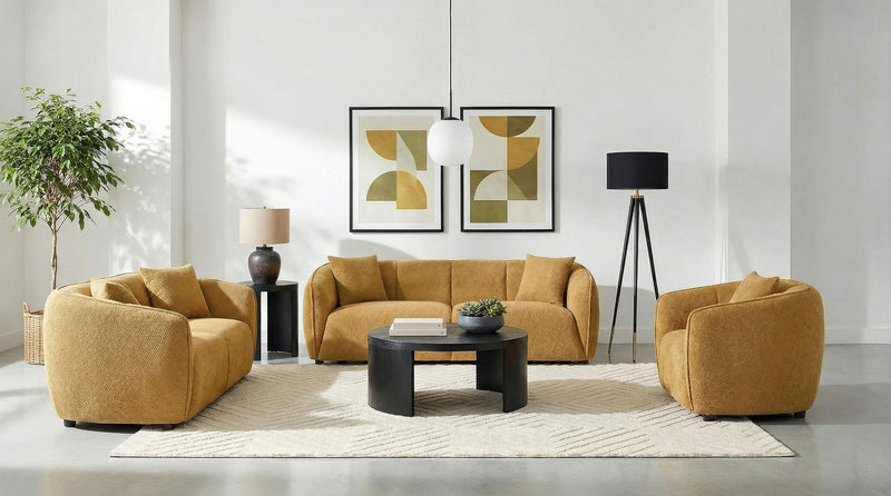 Aleisha Fabric Upholstered Loveseat Mustard Yellow - 503062
