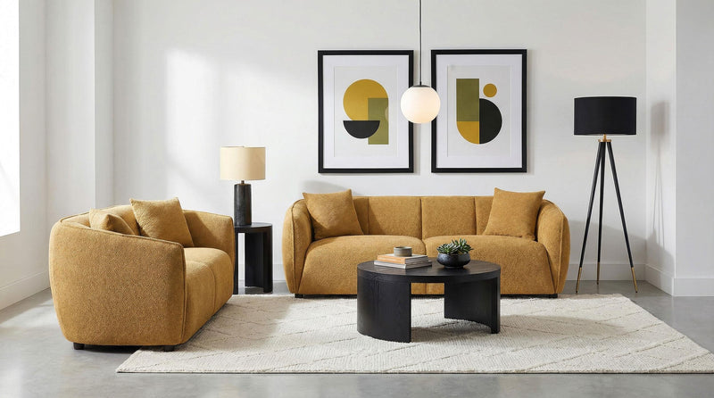 Aleisha Fabric Upholstered Sofa Mustard Yellow - 503061