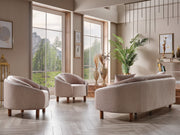 Alessa 4-pieces (2 Sofa & 2 Chair) Livingroom Set Cream in Cream - 101-ALE-SZ245-3311