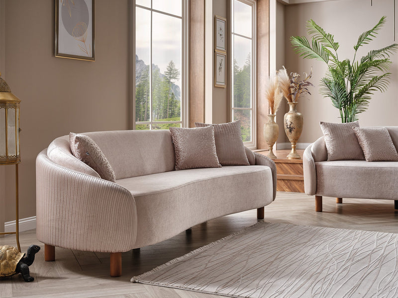 Alessa 4-pieces (2 Sofa & 2 Chair) Livingroom Set Cream in Cream - 101-ALE-SZ553-3311