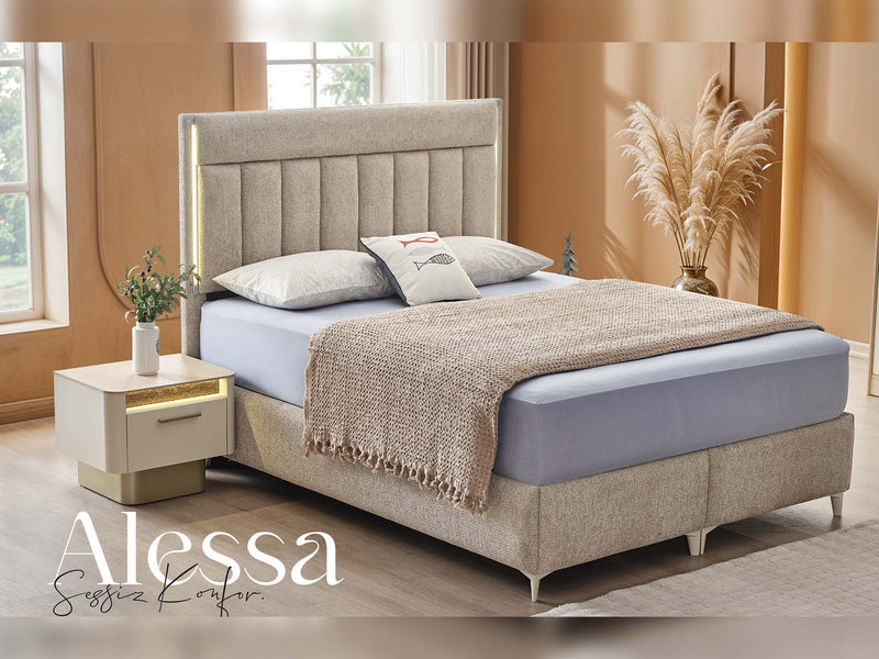 Alessa Al Bedroom (Queen Frame With Headboard & Dresser With Mirror & 2 Nightstand) - 200-ALT-ALE-QB-SET