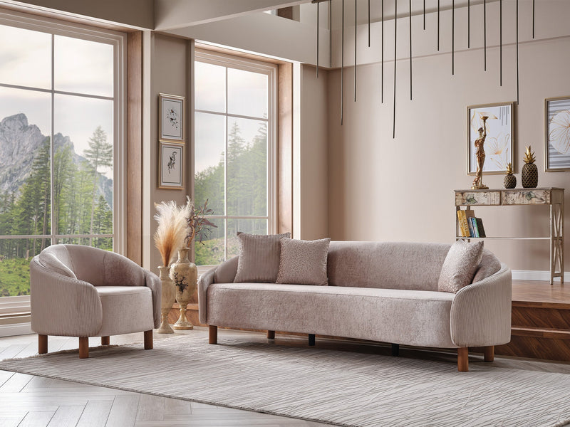 Alessa Stationary Sofa Cream in Cream - 101-ALE-SZ553-3