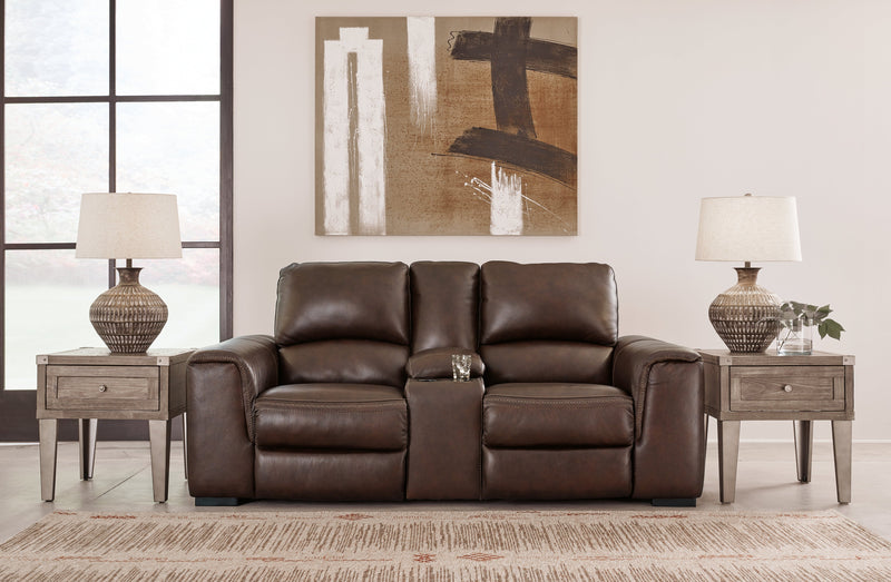 Alessandro Walnut Power Reclining Loveseat with Console - U2550218