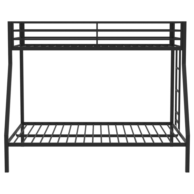 Alevera Metal Twin Over Full Bunk Bed with Ladder Black - 460365BLK