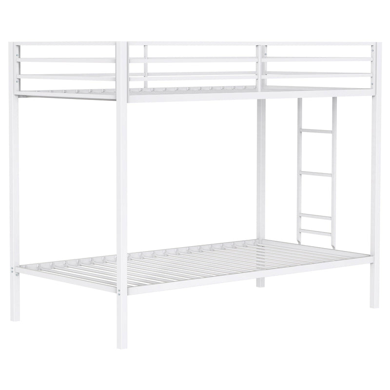 Alevera Metal Twin Over Twin Bunk Bed with Ladder White - 460361WHT