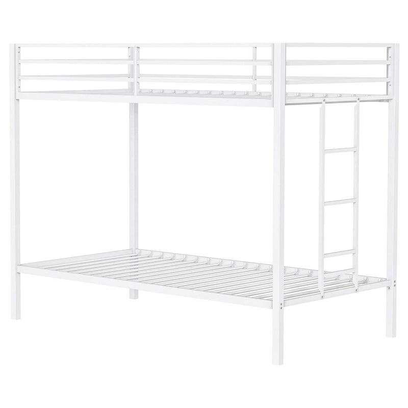 Alevera Metal Twin Over Twin Bunk Bed with Ladder White - 460361WHT