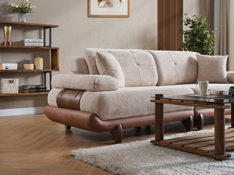 Alexa Convertible Sofa Cream in Cream - 101-URL-ANG20-3