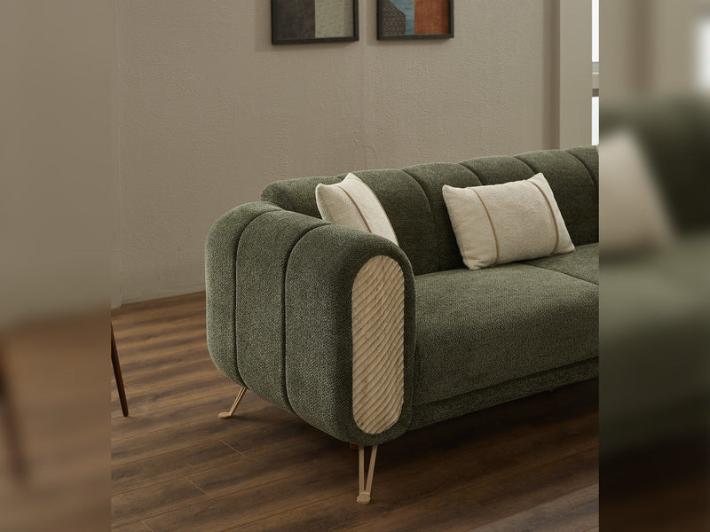 Alfa Stationary Sofa in Green - 200-SIM-ALF-CALVE14-3