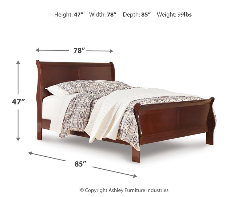 Alisdair King Sleigh Bed with Mirrored Dresser in Reddish Brown - PKG004980