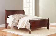 Alisdair Queen Sleigh Bed with Mattress in Reddish Brown - PKG000501