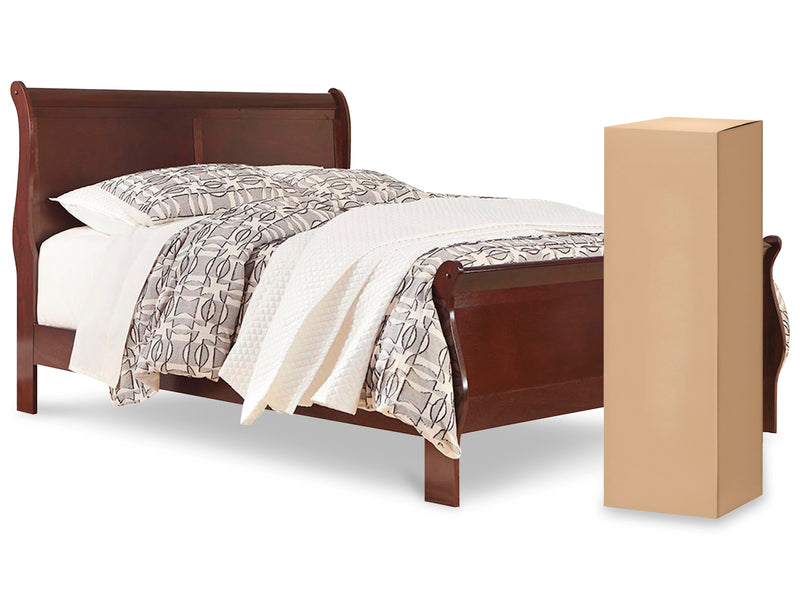 Alisdair Queen Sleigh Bed with Mattress in Reddish Brown - PKG000501