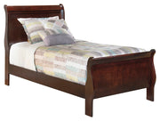 Alisdair Twin Sleigh Bed with Mattress in Reddish Brown - PKG000502