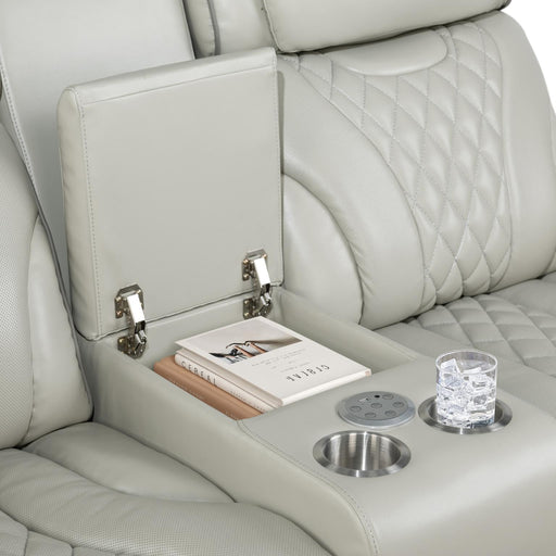 All Star - Gray Power Recliner Loveseat with Power Headrest, Bluetooth Speaker, Console, Storage Armrest, Cup Holder, Tube LED, USB-Type C, Zero Gravity - L661-L