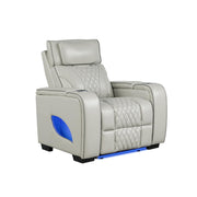 All Star - Gray Power Recliner with Power Headrest, Storage Armrest, Tube LED, Cup Holder, USB-Type C Charger, Zero Gravity - L661-R