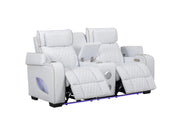 All Star - White Power Recliner with Power Headrest, Console, Bluetooth Speaker. Storage Armrest, Tube LED, Cup Holder, USB - Type C Charger, Zero Gravity - L663-L