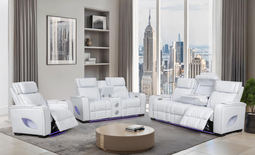 All Star - White Power Reclining, Power Headrest, Drop-Down Table, Wireless Charger, Console, Bluetooth Speaker, Tube LED, Cup Holder, Reading Light, USB - Type C Charger, Zero Gravity - L663-SL