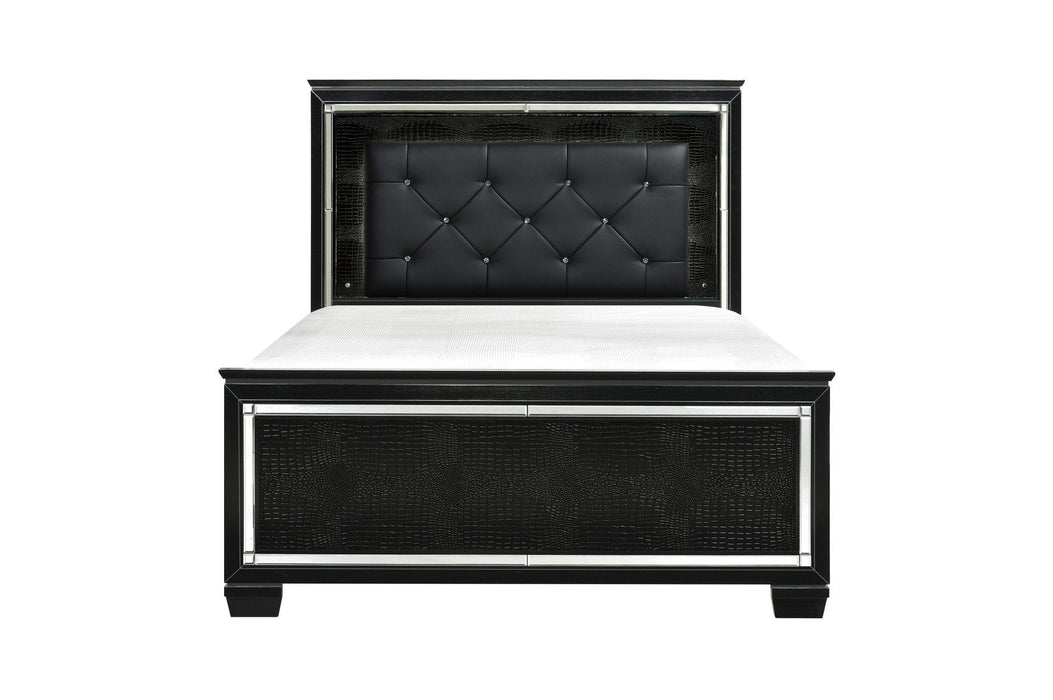 Allura Black LED King Panel Bed - 1916KBK-1EK - Lara Furniture
