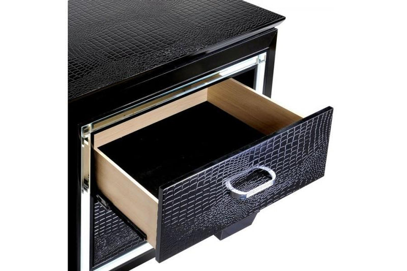 Allura Black LED Nightstand - Lara FurnitureNightstand