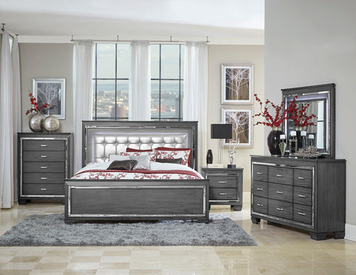 Allura Gray LED Upholstered Panel Bedroom Set - Lara FurnitureBedroom Set