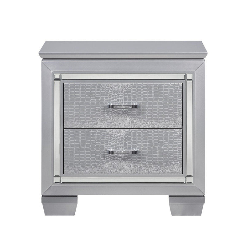 Allura Silver LED Nightstand - Lara FurnitureNightstand