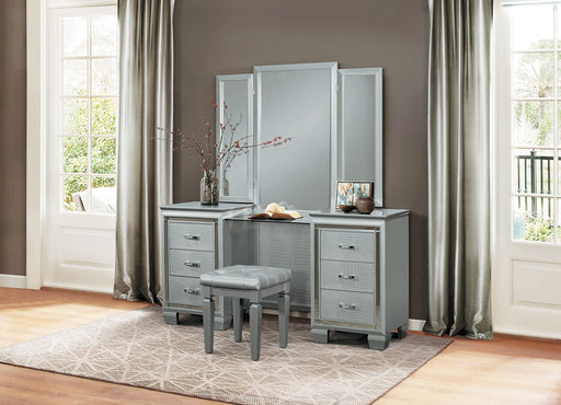 Allura Silver Vanity Set with Stool - Lara FurnitureVanity
