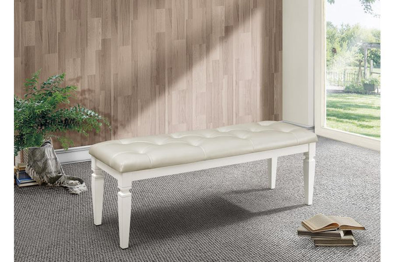 Allura White Bedroom Bench - Lara FurnitureAccent Bench