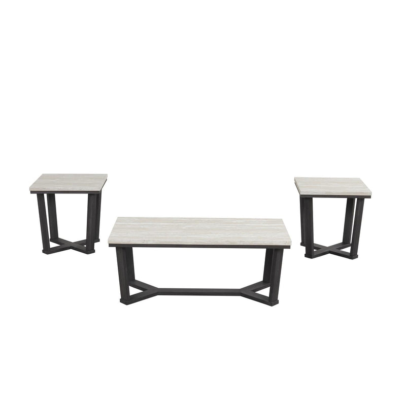 Alora - White & Black 3PC Coffee Table Set - T119-3PC-Set
