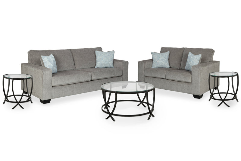 Altari Alloy Sofa and Loveseat with Coffee Table and 2 End Tables from Ashley - Lara Furniture