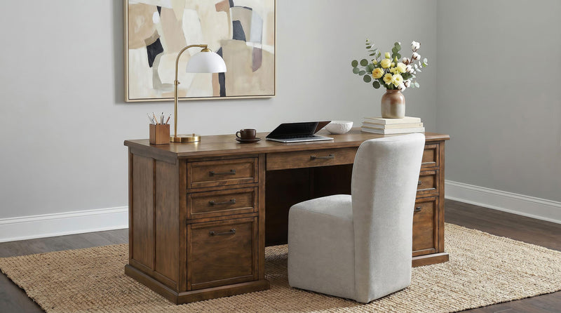 Altidore 68-inch 7-drawer Executive Home Office Desk Distressed Brown - 800795