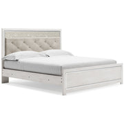 Altyra King Panel Bed with Mirrored Dresser, Chest and 2 Nightstands in White from Ashley - Lara Furniture