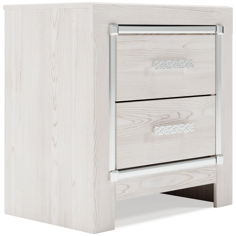 Altyra King Panel Bed with Mirrored Dresser, Chest and 2 Nightstands in White from Ashley - Lara Furniture