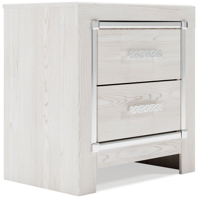 Altyra King Panel Bed with Mirrored Dresser, Chest and Nightstand in White - PKG009428