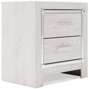 Altyra Queen Panel Bed with Mirrored Dresser, Chest and Nightstand in White from Ashley - Lara Furniture