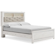 Altyra Queen Panel Bookcase Bed with Mirrored Dresser, Chest and 2 Nightstands in White from Ashley - Lara Furniture