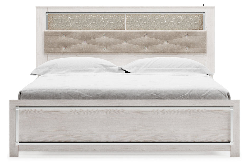 Altyra White King Panel Bookcase Bed - Gate FurnitureKing Bed
