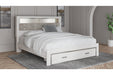 Altyra White King Upholstered Bookcase Bed with Storage - Gate FurnitureKing Bed