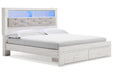 Altyra White King Upholstered Bookcase Bed with Storage - Gate FurnitureKing Bed