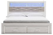 Altyra White King Upholstered Bookcase Bed with Storage - Lara FurnitureKing Bed