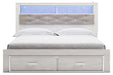 Altyra White King Upholstered Bookcase Bed with Storage - Gate FurnitureKing Bed