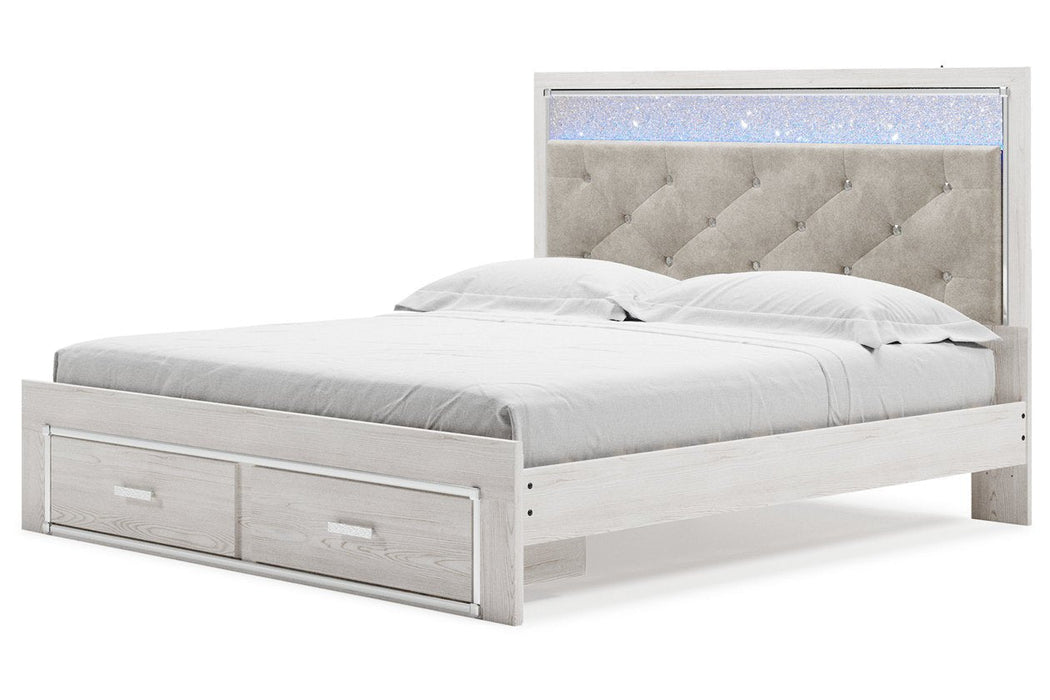 Altyra White King Upholstered Storage Bed - Gate FurnitureKing Bed