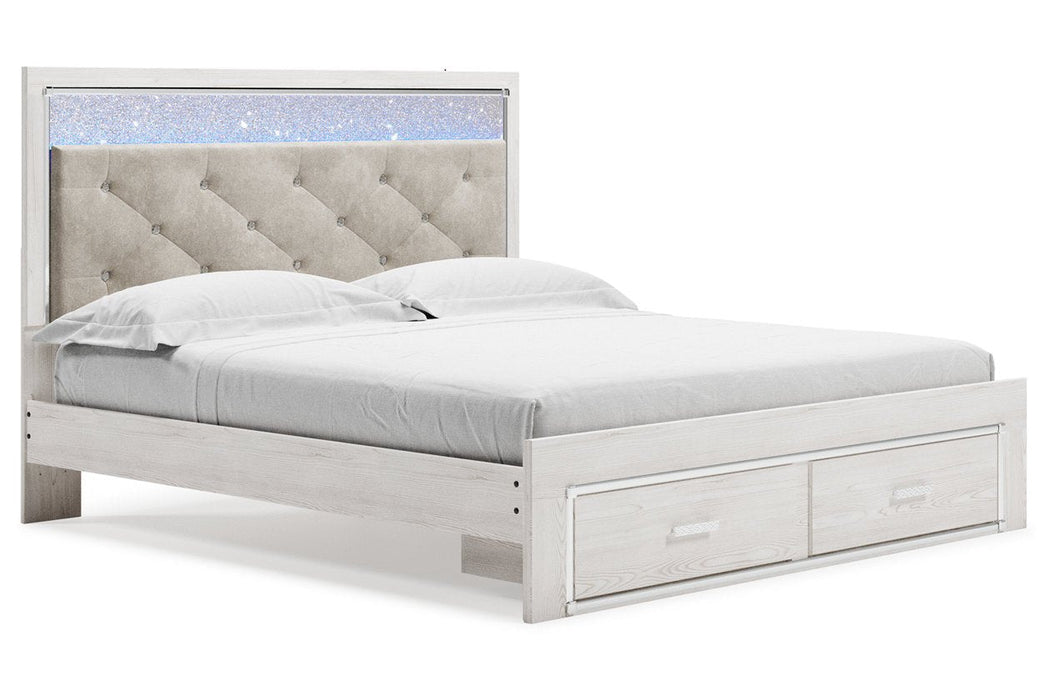 Altyra White King Upholstered Storage Bed - Gate FurnitureKing Bed