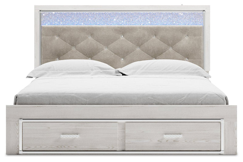 Altyra White King Upholstered Storage Bed - Lara FurnitureKing Bed
