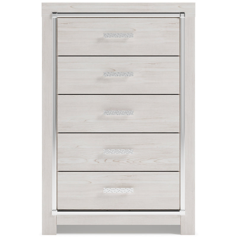 Altyra White LED Bookcase Upholstered Panel Bedroom Set - Lara FurnitureBedroom Set