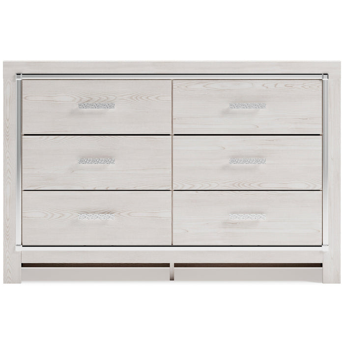 Altyra White LED Bookcase Upholstered Panel Bedroom Set - Gate FurnitureBedroom Set