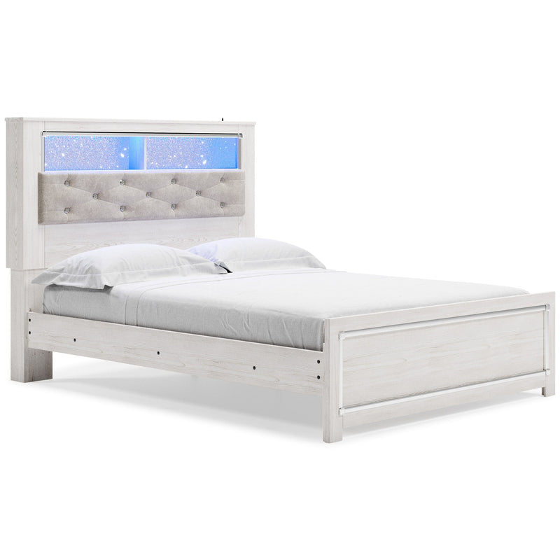 Altyra White LED Bookcase Upholstered Panel Bedroom Set - Lara FurnitureBedroom Set