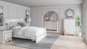 Altyra White LED Upholstered Footboard Storage Platform Bedroom Set from Ashley - Lara Furniture