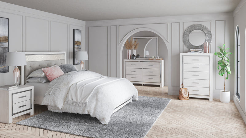 Altyra White LED Upholstered Panel Bedroom Set from Ashley - Lara Furniture