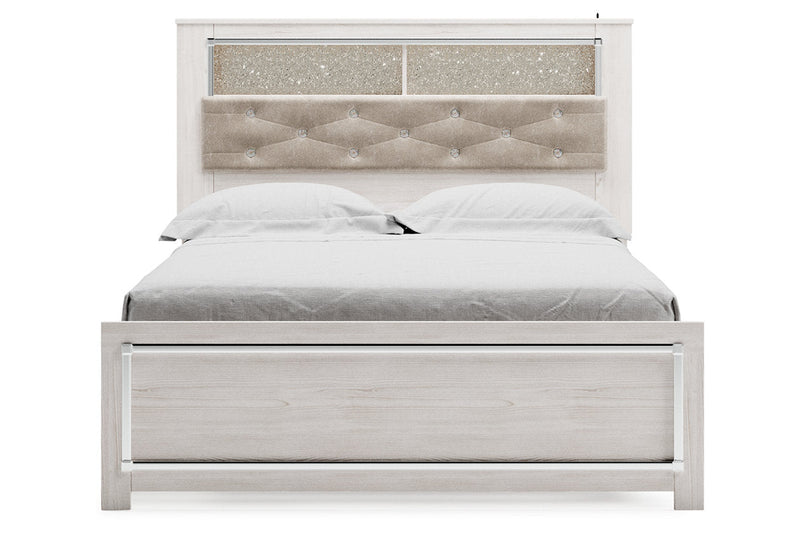 Altyra White Queen Panel Bookcase Bed - Lara FurnitureQueen Bed